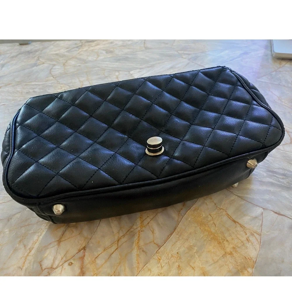 Apt. 9 Black Quilted Shoulder Bag Silver Chain Strap Turn Lock Closure